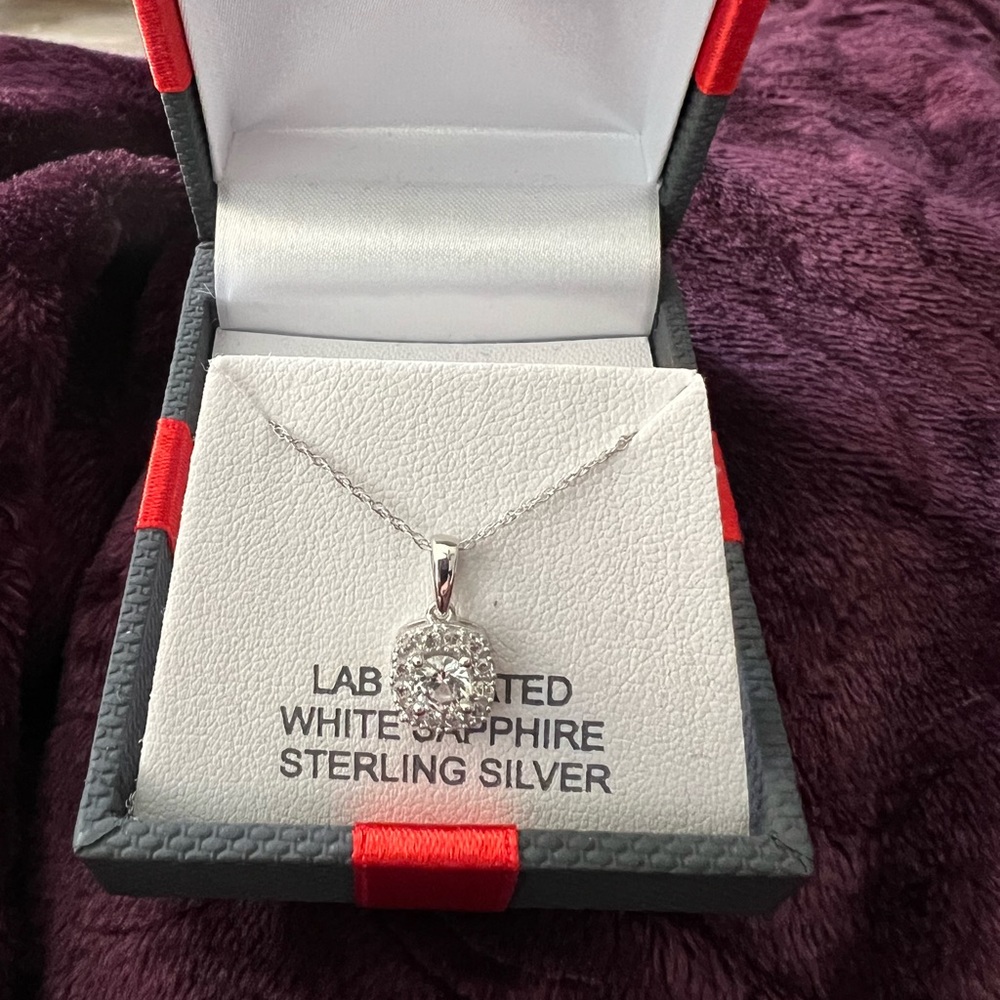 White Sapphire Sterling Silver Necklace
